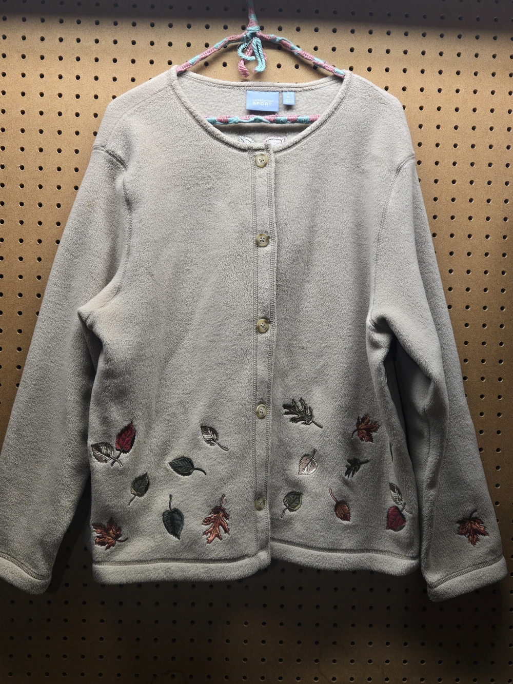 Vintage: Croft And Barrow embroidered autumn leaves fleece cardigan